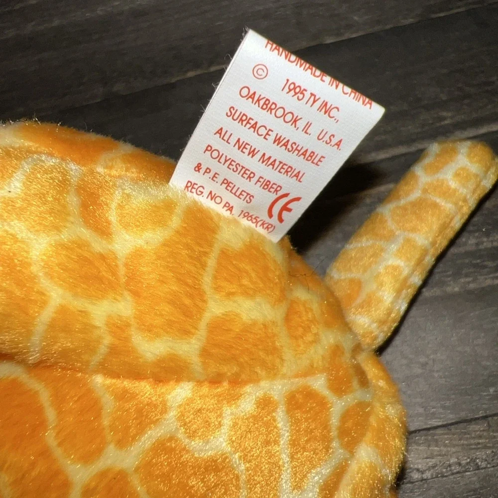 Ty Beanie Baby Twigs the Giraffe Plush Animal 1995 Yellow Orange Spotted Toy